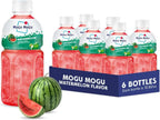 Mogu Mogu Watermelon Juice Drink with Nata de Coco (Coconut Jelly) – Chewy Fruit Beverage for Kids & Adults, 6 Pack Bottles, 10.82 fl oz Each