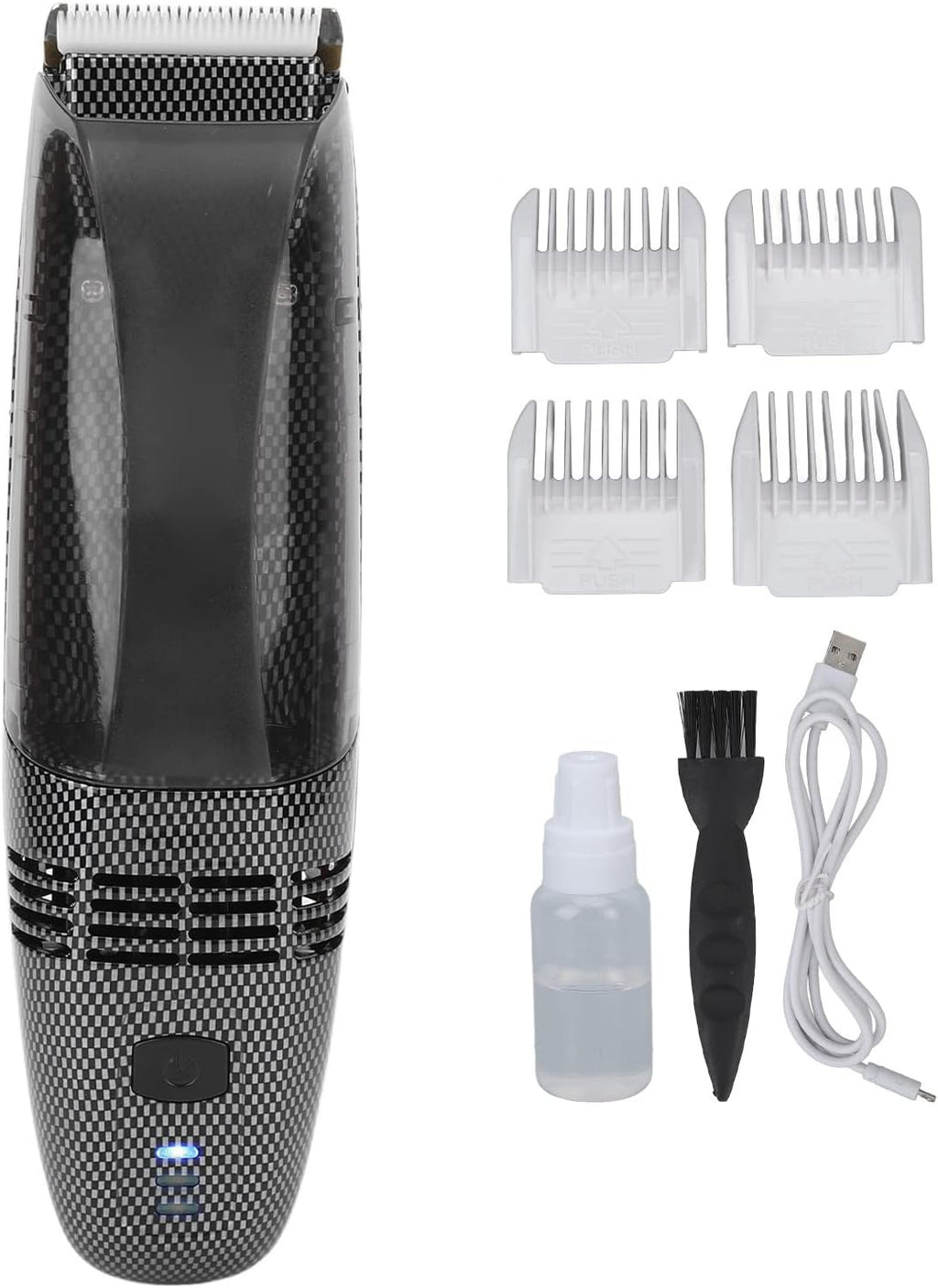 YUYTE Hair Trimmer USB Vacuum Trimmer Kit with Powerful Automatic Hair Suction for Beards Facial Hair Stubble Hair Clipping Lithium Ion Powered Electric Shaver with 4 Guide Combs