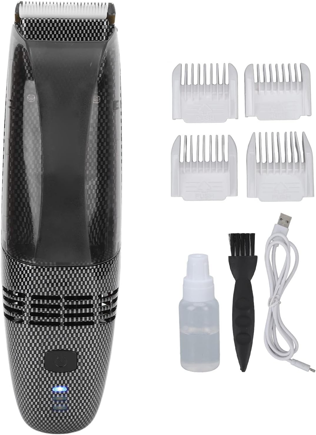 YUYTE Hair Trimmer USB Vacuum Trimmer Kit with Powerful Automatic Hair Suction for Beards Facial Hair Stubble Hair Clipping Lithium Ion Powered Electric Shaver with 4 Guide Combs