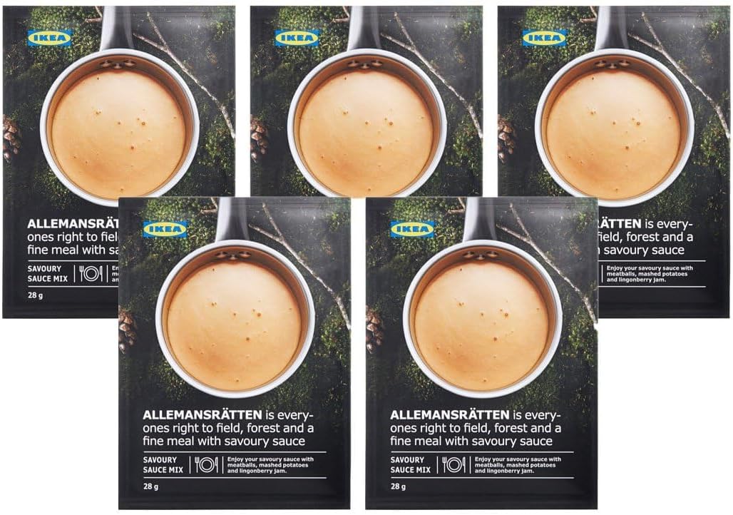 IKEA 703.543.09 ALLEMANSRÄTTEN 1.0 Oz. Mix (Pack of 5) for Swedish Meatball Cream Sauce; Mix with Spices Like Green Peppercorn, Herbs Like Thyme or Your Favorite Mustard; Make Your Sauce More Exciting