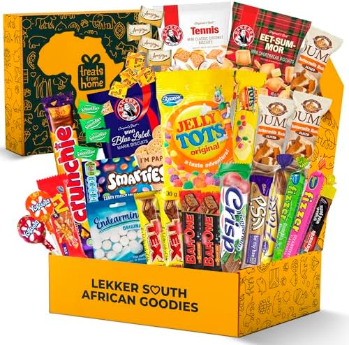 Treats from Home South African Snacks Food Box | Authentic African Candies, Chocolate Bars, & Treats | Perfect Christmas Gifts Includes Ouma Rusks, Smarties, & More | Best South African Products Care Package for Gifting & Sharing - 36 Units