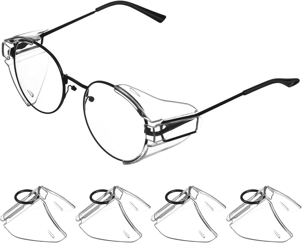 Ipetboom Safety Glasses Side Shields - 2 Pairs Universal PC Clip-on Protective Eye Shields Transparent Side Wings for Over Eyeglasses Eye Protection Fits Most Eyewear
