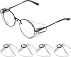 Ipetboom Safety Glasses Side Shields - 2 Pairs Universal PC Clip-on Protective Eye Shields Transparent Side Wings for Over Eyeglasses Eye Protection Fits Most Eyewear