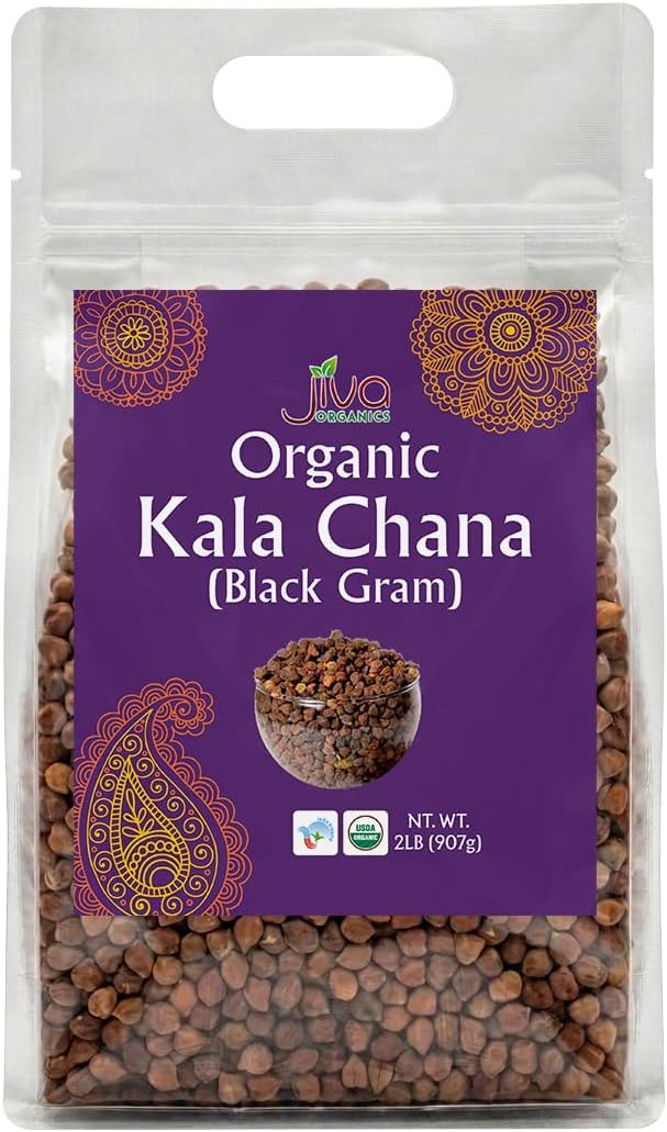 Jiva Organics Organic Kala Chana 2 Pound Bulk Bag - Black Gram, Desi Black Chickpeas, 100% Natural & Non-GMO