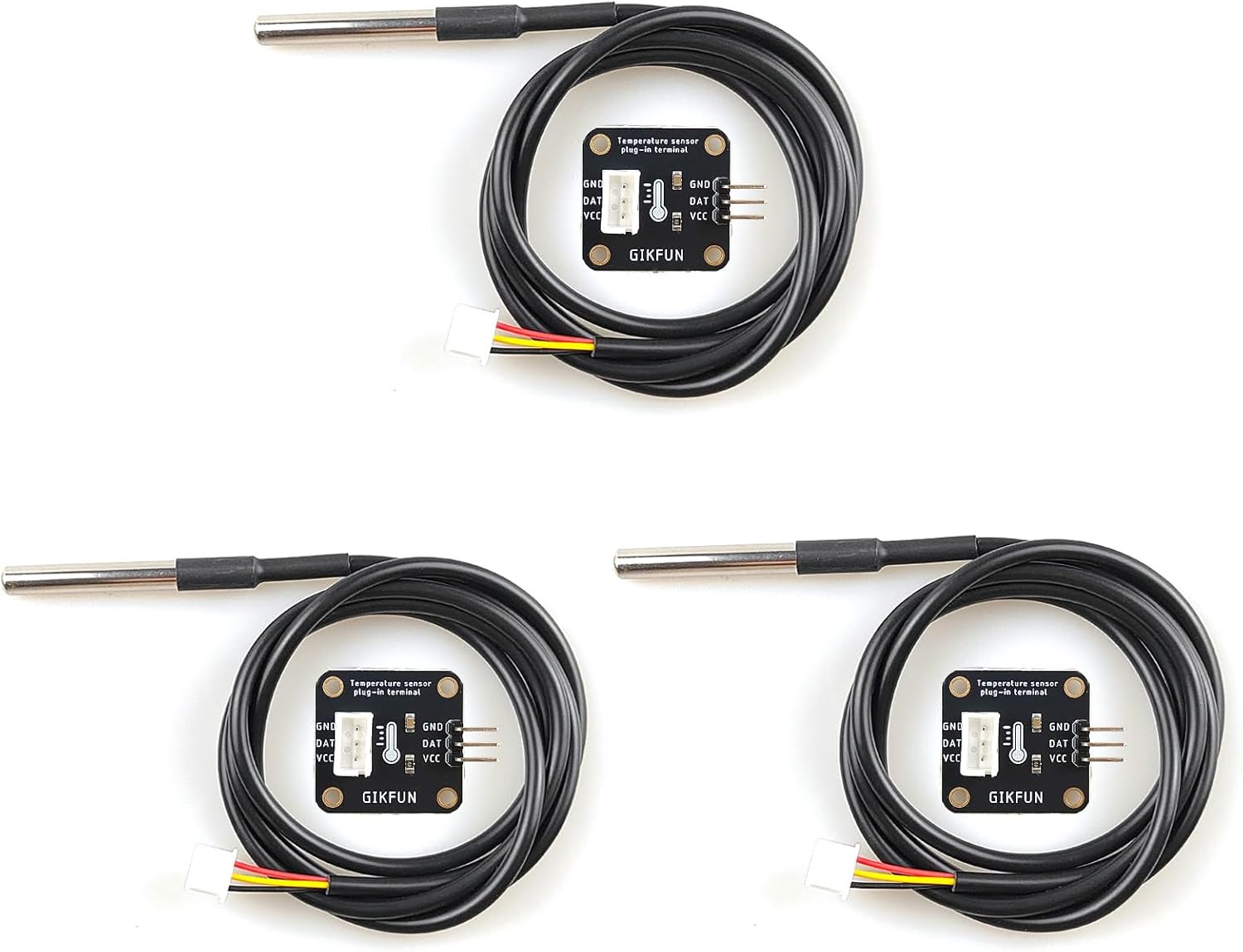 Gikfun DS18B20 Waterproof Digital Temperature Sensor with Adapter Module for Arduino (Pack of 3 Sets) EK1183