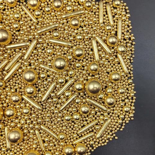 Gold Sprinkles Pearl Sugar Candy Mix Size Baking Cake Decorations Cupcake Toppers Cookie Decorating Wedding Shower Party Valentine Halloween Christmas Supplies 120g/4.23oz