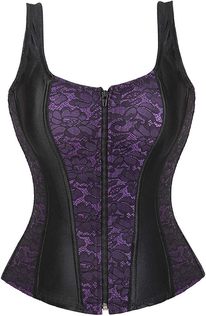 DKCHENH Women Sexy Strap Lace-Up Corsets and Bustiers Top Overbust Shaper,Plastic Boning Bustier Corset Vest Top.