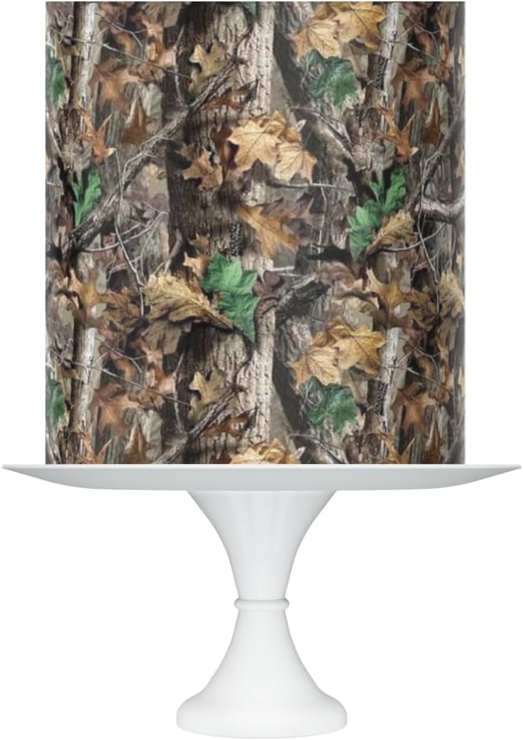 Hunting Camo Pattern Edible Cake Topper Wrap, 8 x 10 inches, Tree Leaves Design