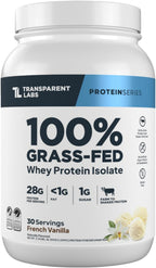 Transparent Labs Grass-Fed Whey Protein Isolate - Naturally Flavored, Gluten Free Whey Protein Powder with 28g of Protein per Serving & 9 Amino Acids - 30 Servings, French Vanilla