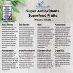 Super Antioxidant Fruit Superfood Complex - Powerful Antioxidant Superfruits, Acai, Goji, Noni, Mangosteen, Pomegranate, Elderberry, Resveratrol, Immune Support, Skin Care - 60 Capsules
