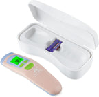 Amplim Non-Contact Forehead Thermometer for Adults, Kids & Infants | Ampmed No-Touch Medical Grade Temporal Fever Thermometer with Case, Nurse Accessories for Work, FDA-Cleared Pink Termometro Digital