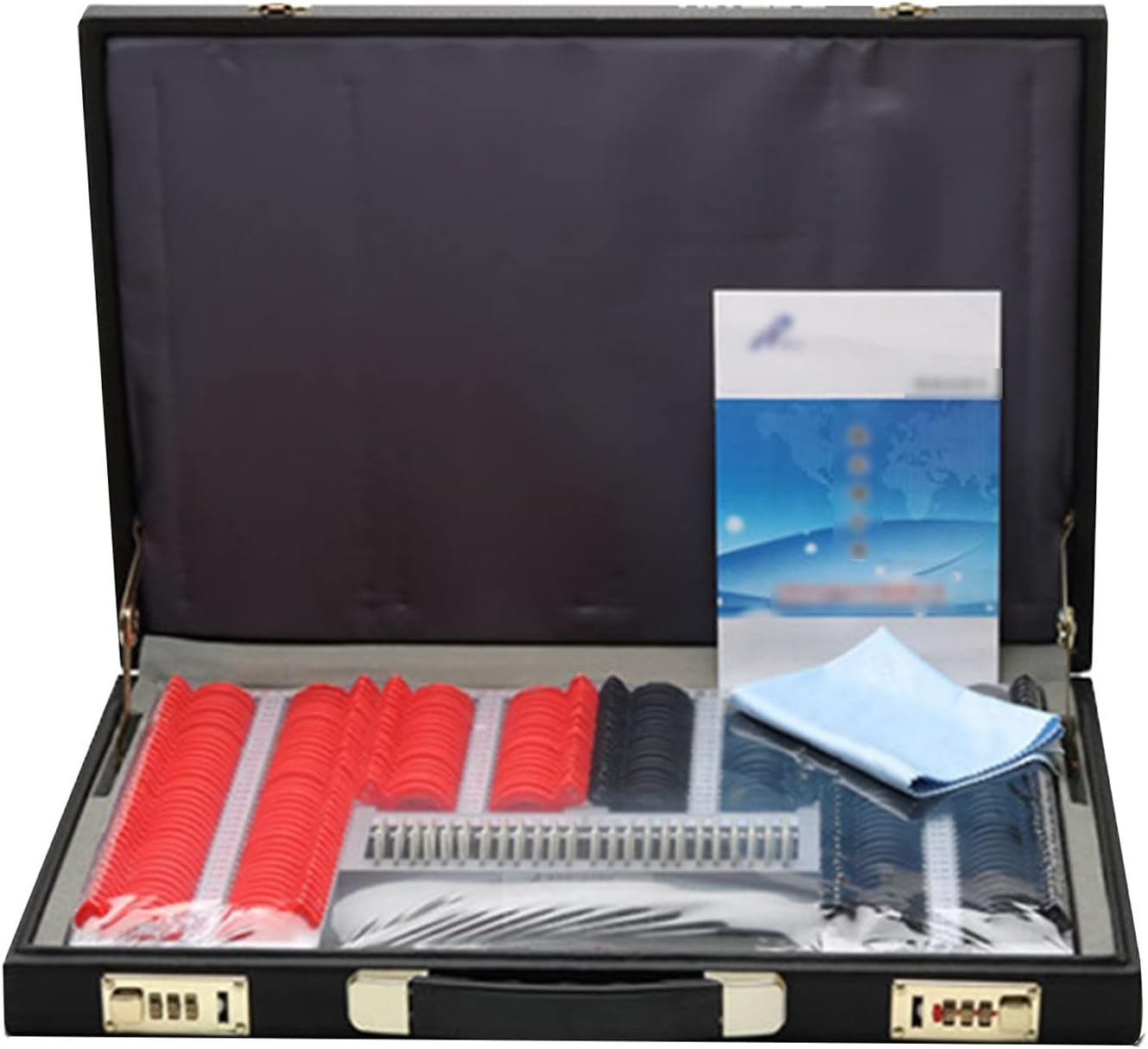 Optical Trial Lens Set Plastic Rim PU Case Optical Equipments Trial Lens Set Illuminated with 232Pcs Lenses with Dia 26 Mm(Color:Black,Size:232pcs)
