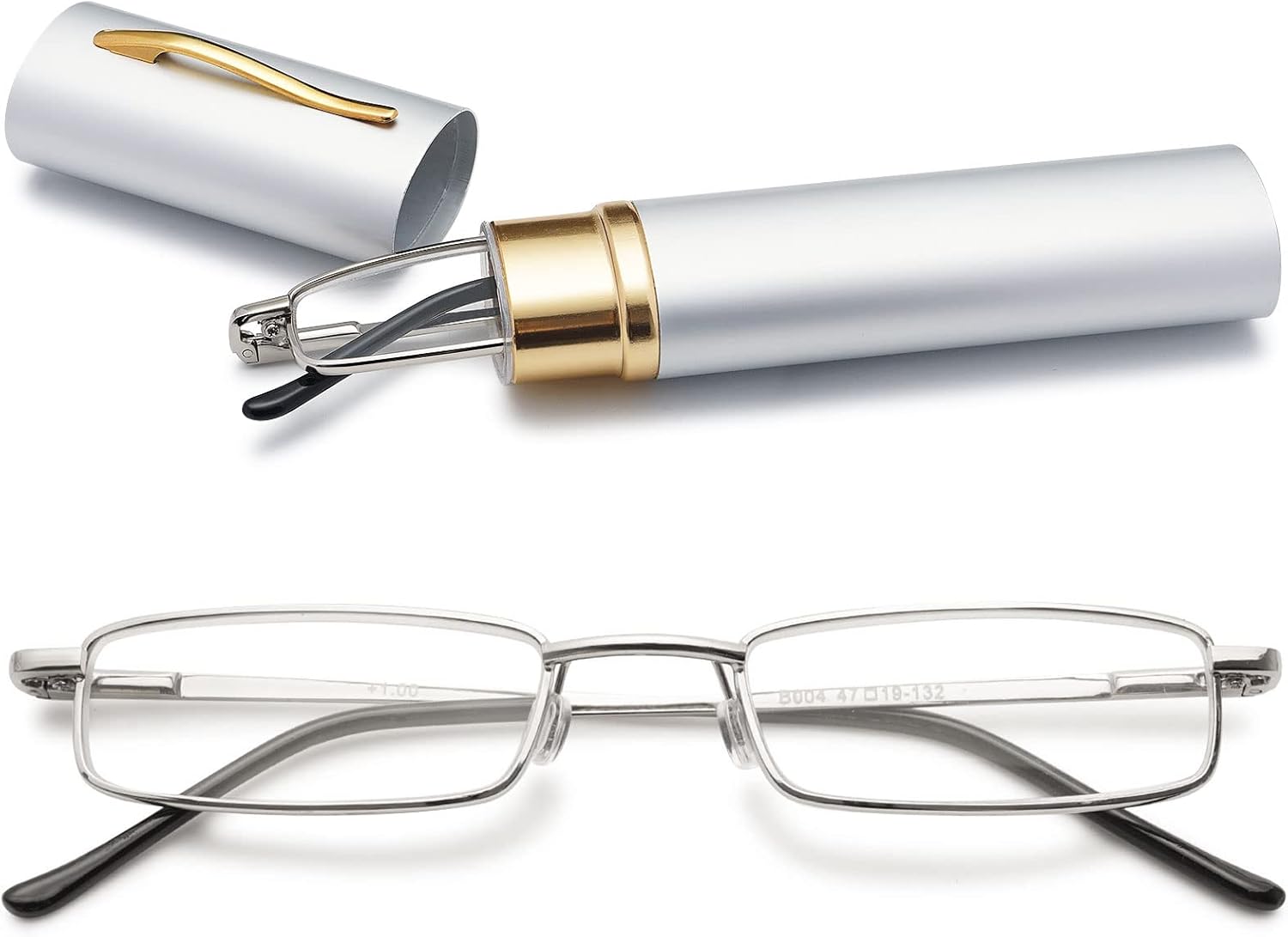 VEVESMUNDO Blue Light Blocking Reading Glasses Portable Metal Lightweight Compact Durable Travel Pocket Readers in tube case