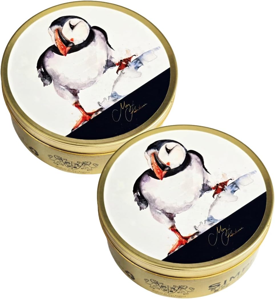 Simpkins Meg Hawkins Design Mixed Fruit Tin 175g - Puffin Tin (2 Pack) in Premier Life Store Box