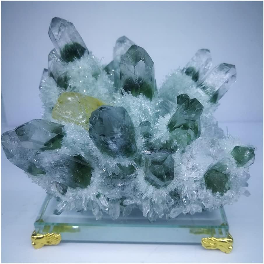 Health & Household Natural Green Ghost Phantom Quartz Crystal Cluster Rock Stones and Crystals Mineral Reiki Healing Specimen Home Deco