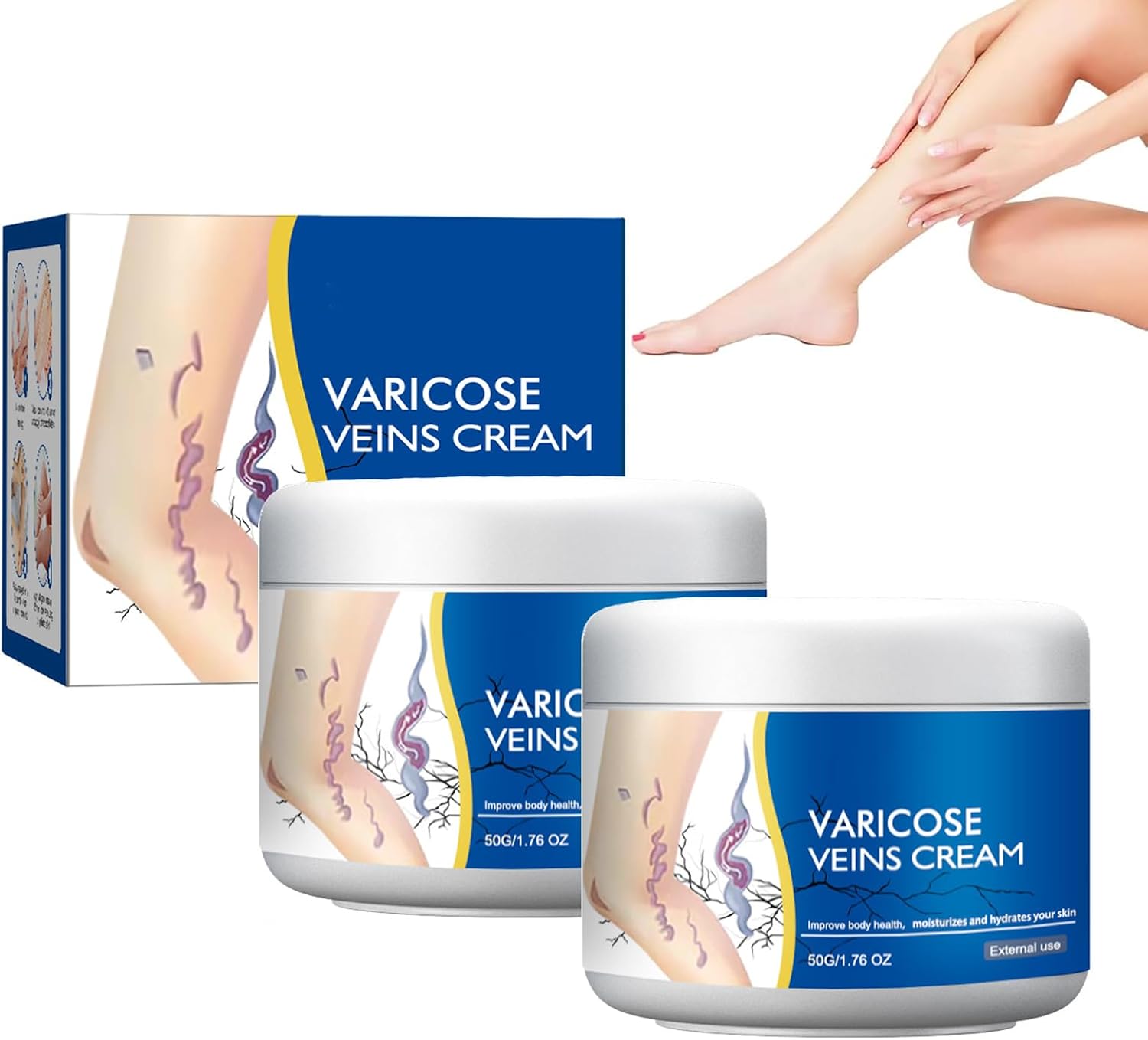 Varicose Veins Cream for Legs, Skin Cream for Legs, Moisturizing Leg Creams 50g/1.76fl.oz (2PCS)