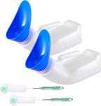 Urinals for Men and Women 2 Pack Urinal Bottles Spill Proof Urine Bottle with Screw-on Lid, Pee Funnel and a Brush for Car Travel Hospital Elderly 1000ML