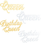 4 Pack Happy Queen Acrylic Cake Toppers - Side Mirror Cupcake Decorations for Birthday Parties, Reusable, DIY Cake Decor Cake Tools Birthday Party Supplies