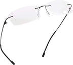 LifeArt Blue Light Blocking Computer Reading Glasses,Men's and Women's Rimless Frame (Black, +1.75 Magnification)