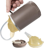 VOPHIA Senior Water Cup Sippy Cups for Elderly, 13.5oz Spill Proof Cup, 3 in 1 Stainless Steel Sippy Cup with Lids, No Spill Feeding Cups for Patient Disabled Maternity Drink Water Milk Soup (Coffee)
