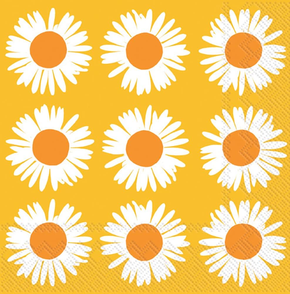 IHR Ideal Home Range - Paper Napkins Marimekko AURINGONKUKKA orange yellow 20-Count 3-Ply Cocktail Napkins 5 x 5 inches