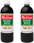 Vanilla Molina - Mexican Vanilla Blend with Pure Vanilla Extract - 2 Pack (16.6 Fl Oz Bottles) - 33.86 Fl Oz Total, Natural Flavoring for Baking, Drinks and Desserts