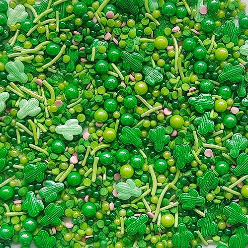 Sentovac Edible Cactus Mix Sprinkles for Decorating | Edible Cake Cupcake Green Sprinkles 1 Bottle 3.35oz/ 95g | Cookie and Ice Cream Topper Decorations