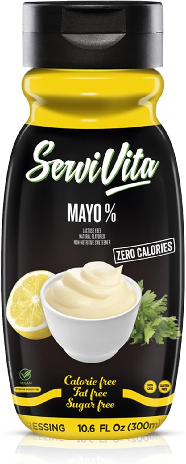 Fat Free MAYO MAYONNAISE Sauce Zero Calories and Fat Free Mayo 10.6 FL OZ - No Sugar Mayonnaise Sauce Gluten-Free, Non-GMO, Vegan and Keto Friendly - ServiVita