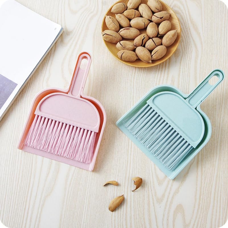 Cabilock Mini Broom and Dustpan Set for Kids Small Handheld Sweeper with Ergonomic Handle Portable Cleaning Tool for Desks Tables and Pet Areas 7.87X5.70X1.18In