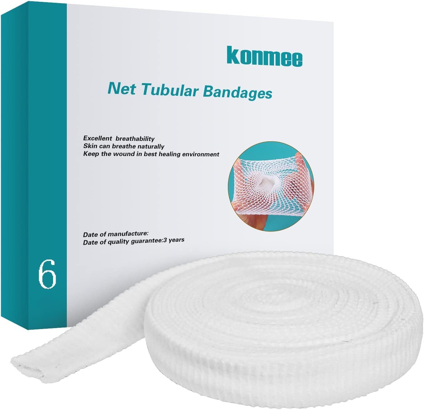 Tubular Bandage Elastic Net Wound Dressing Elastic Dressing Retainer Tubular Stretch Elastic Gauze Bandage Size 6 for Knee, Calf and Ankle, 32.8FT Long