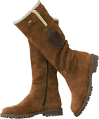 Knee High Snow Boots for Women Winter Outdoor Cotton Soft Non-Slip Riding Booties Round Toe Side Zipper Low Heel Womens Mid Calf Boots
