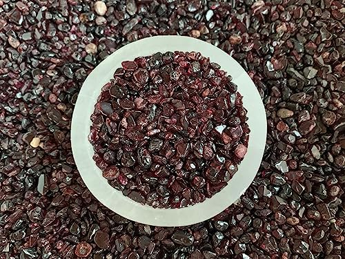 Wholesale Natural Semi Tumbled Garnet Gemstone Chips, Crushed Mini Crystals, Undrilled Crystal Chips (Garnet, 0.5 Pound)