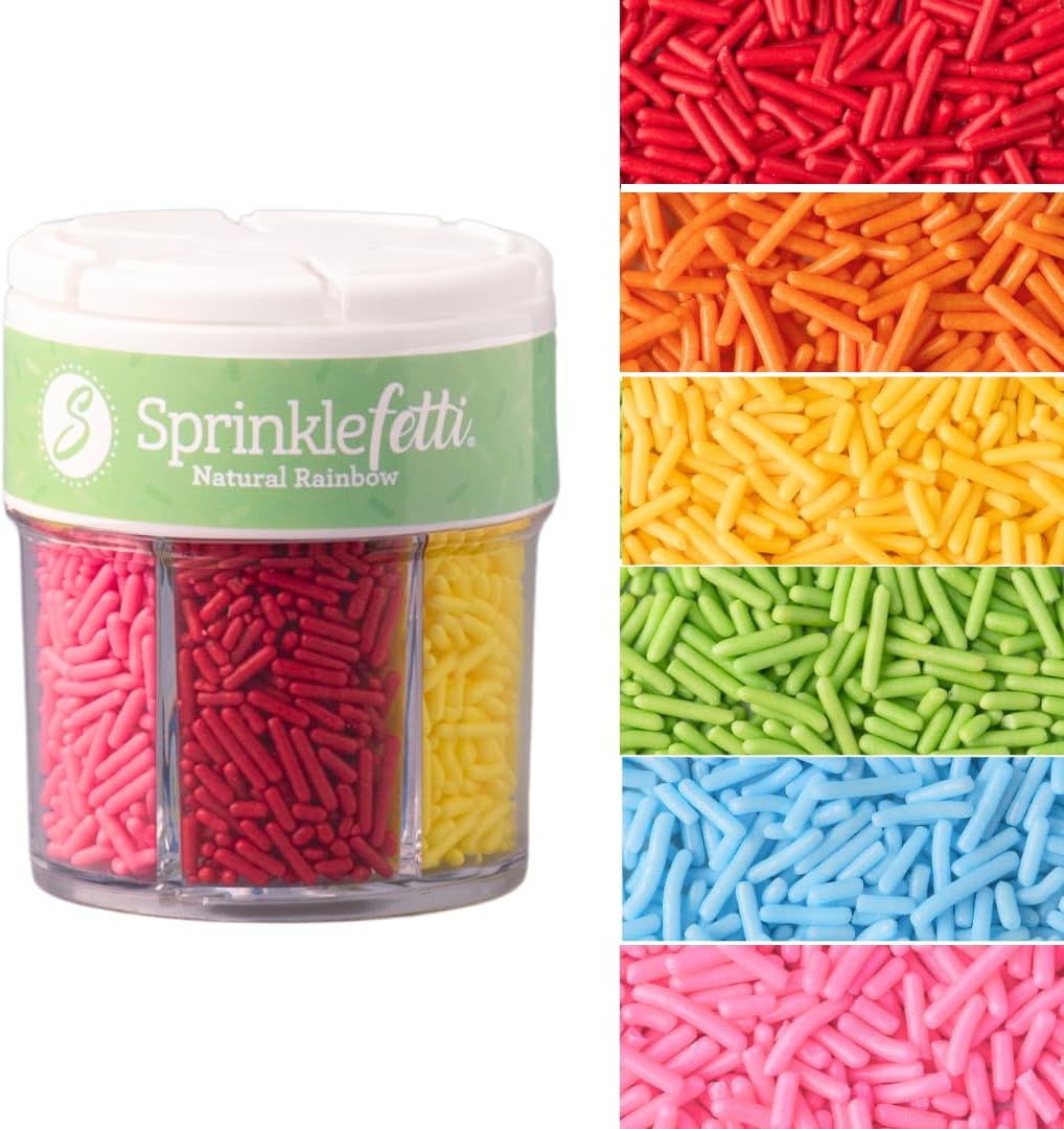 Sweets Indeed Sprinkles 6 Cell Edible Sprinkle Mix Jimmies Perfect for Cake Decorations Baking Ice Cream Cookies Cupcake Topper (Rainbow Jimmies)