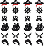Sleyberoy 24 Pack Pirate Cupcake Toppers - Glitter Compass, Skull, Pirate Ship, Ship Anchor Picks for Party Cake Decorations