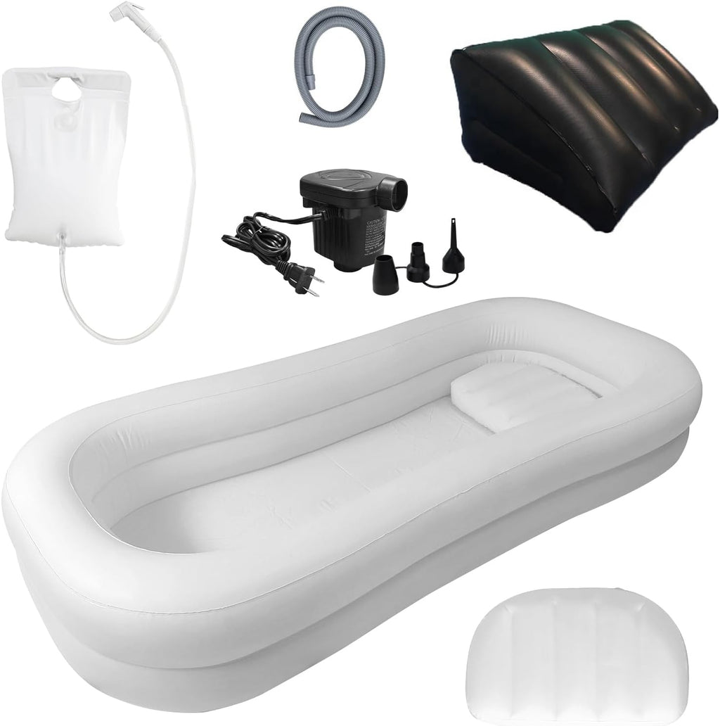 Medical Inflatable Bathtub – Portable Bedside Bath Tub for Elderly, Disabled, Bedridden & Post-Surgery Patients, Full Body Wash Kit with Electric Air Pump