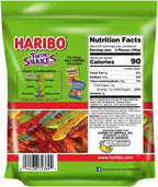 HARIBO Gummi Candy, Twin Snakes Sweet & Sour Gummy Candy, 8.3 Ounce Resealable Share Size Stand Up Bag, Soft & Chewy Snacks, Assorted Fruity Flavors (Pack of 2)