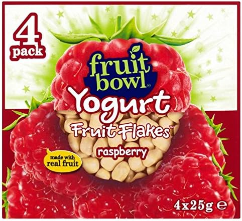 Fruit Bowl Fruit Flakes Raspberry with a Yogurt Coating (4x25g) - Pack of 6