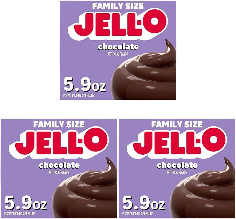 Jell-O Chocolate Instant Pudding & Pie Filling Mix, 5.9 oz Box, As Seen on TikTok (Pack of 3)