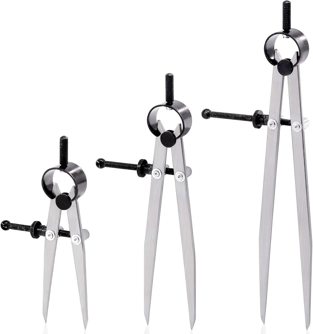 Keadic 3 Pcs Spring Wing Divider, 4'' 6'' 8'' Adjustable Lockable Steel Divider Wing Leather Compass Professional Metal Compass Set Spring Caliper Leg Divider for Leather Work, Geometry Drawing