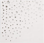 Stylish Silver Cocktail Napkins, 100 3 Ply White and Silver Napkins for Wedding Reception, 5x5 Inch Star Napkins, Paper Cocktail Napkins for Party, Bridal Shower Napkins or Party Napkins