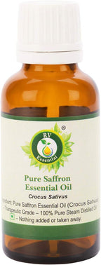 Saffron Essential Oil | Crocus Sativus | Saffron Oil | for Hair | for Cooking | for Face | for Skin | 100% Pure Natural | Steam Distilled | Therapeutic Grade | 5ml | 0.169oz by R V Essential