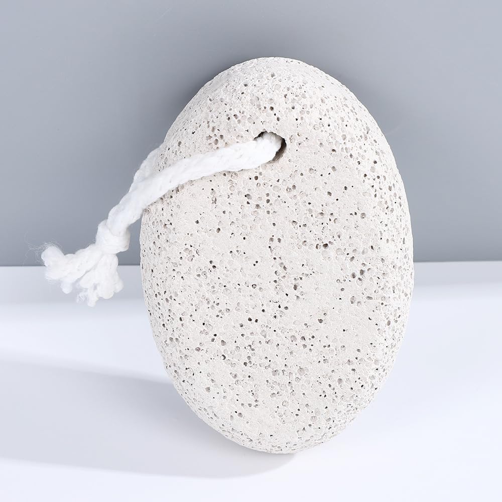 Natural Pumice Stone for Feet, Hard Skin Callus Remover Tool, Foot Scrubber Massager for Heels and Dead Skin, Exfoliating Pedicure Stone with Ergonomic Handle