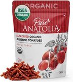 Pure Anatolia Organic Sun-Dried Tomatoes Julienne Cut – Dry Packed, No Oil Added, Unsulfured, No Preservatives – Premium Turkish Quality – Perfect for Pasta, Salad & Cooking – 3.17 oz Resealable Bag