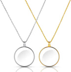 Yaomiao 2 Pcs Magnifying Glass Necklace for Women 5X Monocle Eyepiece Magnifying Lenses Pendant with 1.73 Inch Glass Lens and 35.4 Inch Long Chain for Women Men Reading Gift