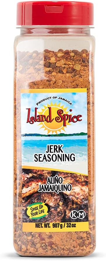 Island Spice Jerk Seasoning 32 ounces - Gluten-Free Vegan-Friendly Dry Rub with Real Jamaican Pimento - Authentic Jerk Flavors and Spice Blend - Use on Chicken, Pork, Beef, Seafood, and Vegan Dishes
