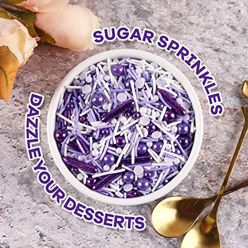 Purple Sprinkles For Cake Decorating, Cupcake, Cookies, Ice Cream Topper, Dreamy purple Cake Sprinkles Baking, Perfect For Birthdays Party, New Year’S Eve, 7 Ounces