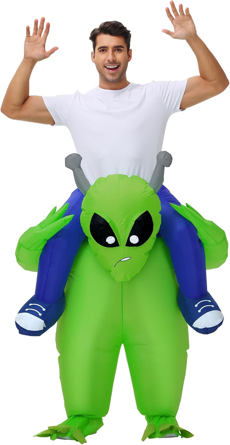 anroog Inflatable Alien Costume for Adult Blow Up Halloween Ride on Alien Costumes Suit for Men Women Funny Cosplay Party