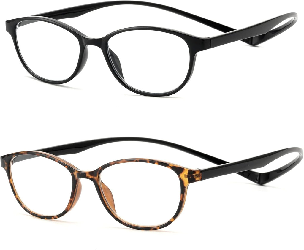 JM 2 Pack Magnetic Reading Glasses for Men Women, Hang Neck Blue Light Blocking Computer Readers Black & Tortoise +2.75