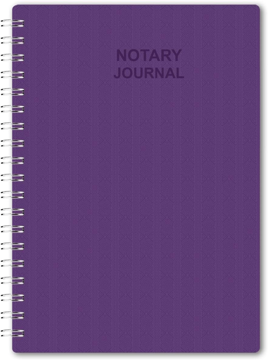 FFFPYGLQ Notary Journal Log Book, 7x10 Inch, Spiral Bound Book with 420 Record Entries, Notary Public Journal for Notarial Acts, Purple