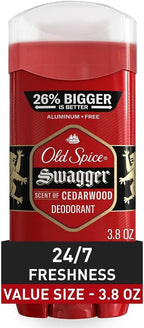 Old Spice Aluminum Free Deodorant for Men Red Zone Collection, Swagger Invisible Solid, Lime & Cedarwood Scent, 3.8 Oz